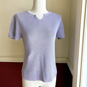 Vintage Woolrich Knit Top Women's M‎ Lilac Purple Ramie Cotton Y2K Ribbed